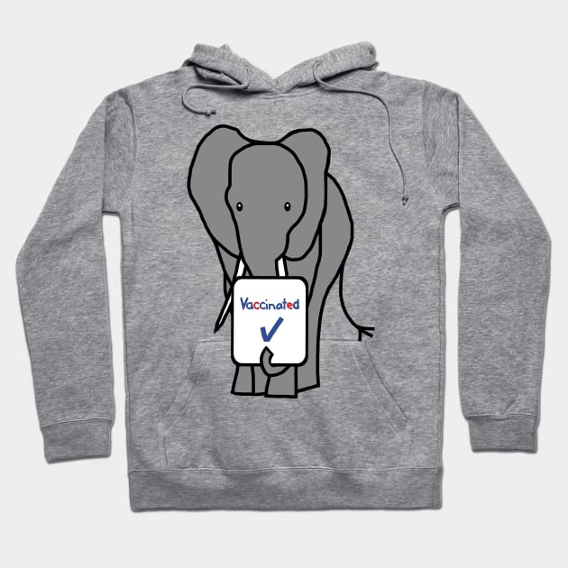 Grey Elephant with Vaccinated Sign Hoodie by ellenhenryart